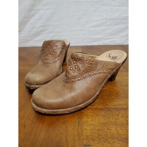 Sofft Langston Caramelo Light Brown Slip On Wedge Clogs Shoes Sz 7W 1008575